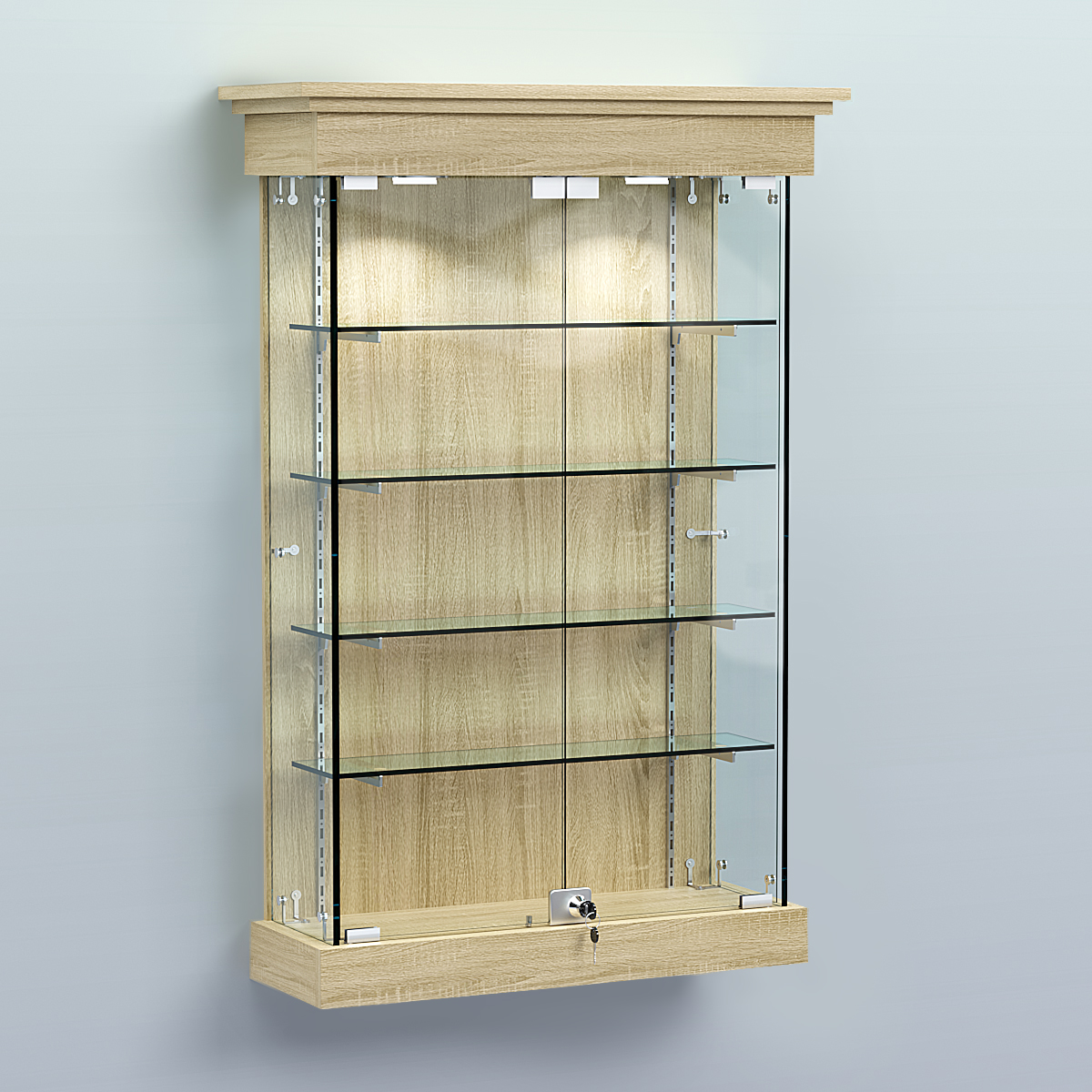 Витрина для музеев "Коллекция" настенная №1-4-РЕГ Дуб Сонома