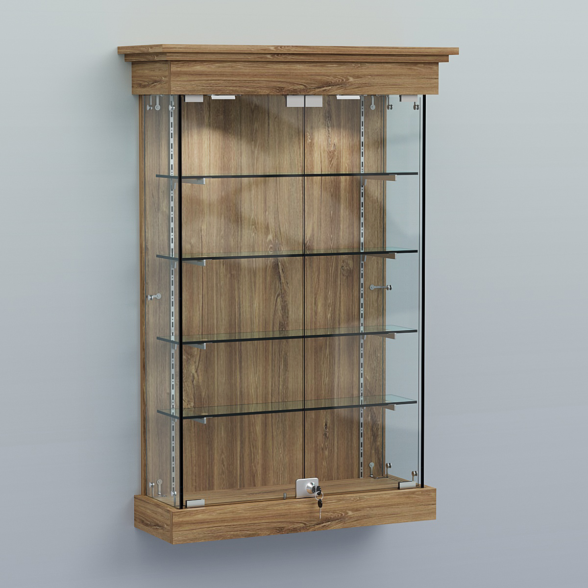 Витрина для музеев "Коллекция" настенная №1-4-РЕГ Дуб Канзас коричневый