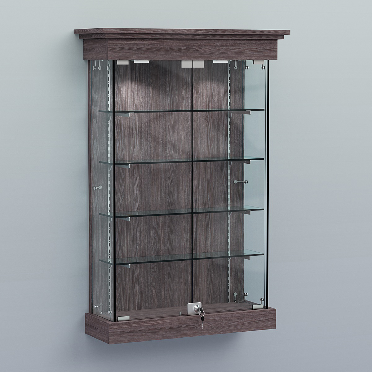 Витрина для музеев "Коллекция" настенная №1-4-РЕГ Ясень Анкор темный