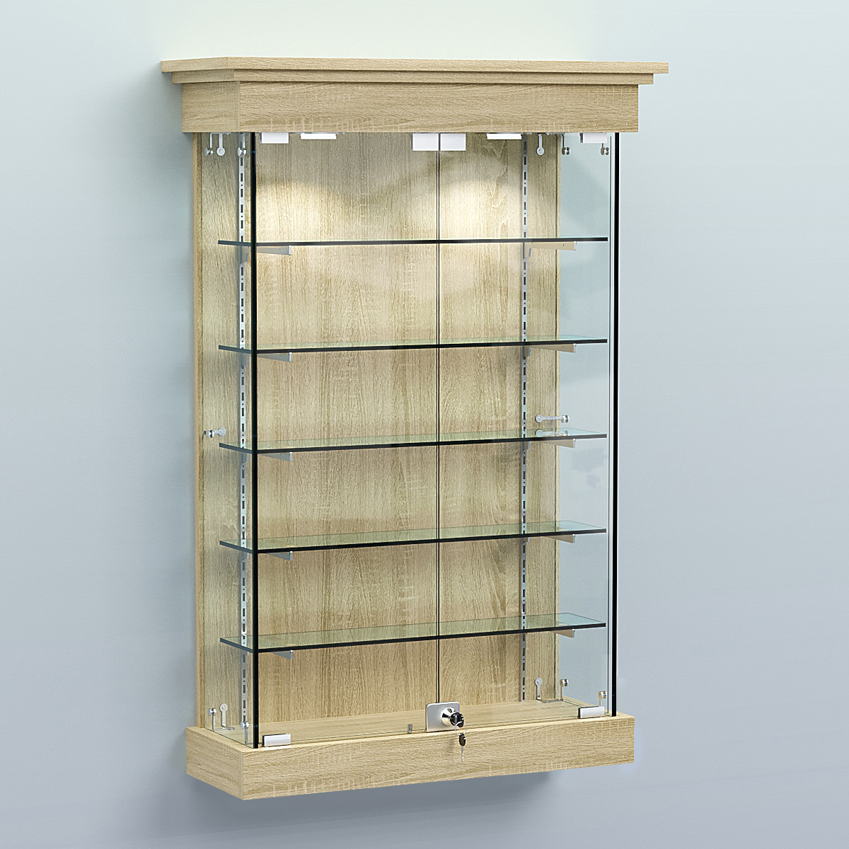 Витрина для музеев "Коллекция" настенная №1-5-РЕГ Дуб Сонома