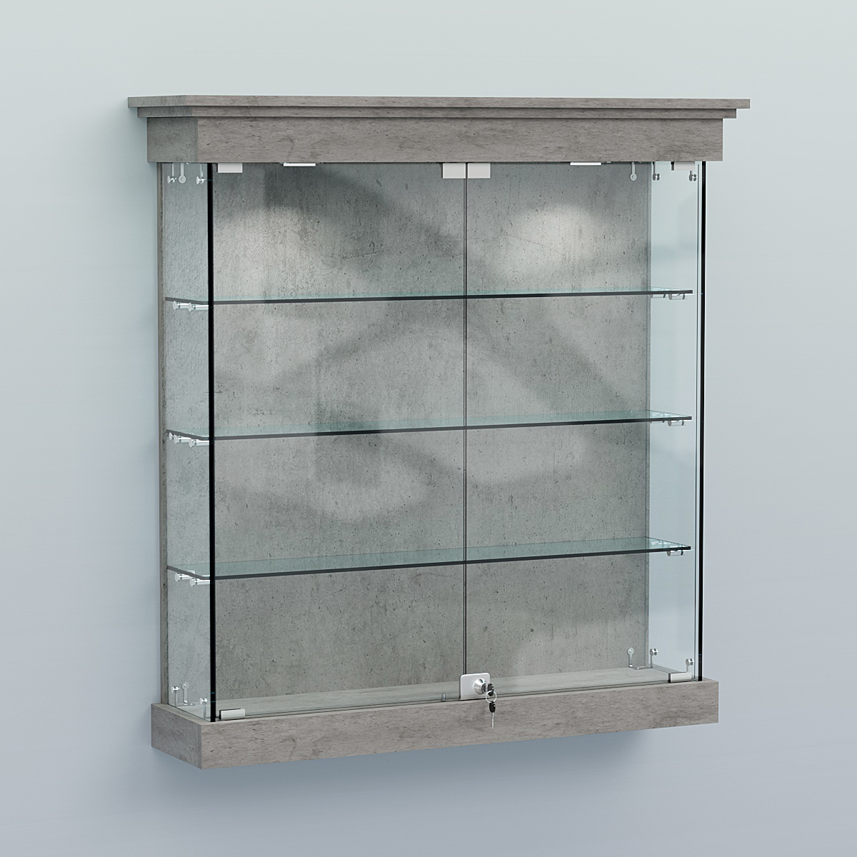 Витрина для музеев "Коллекция" настенная №2-3 Бетон Чикаго светло-серый F186 ST9