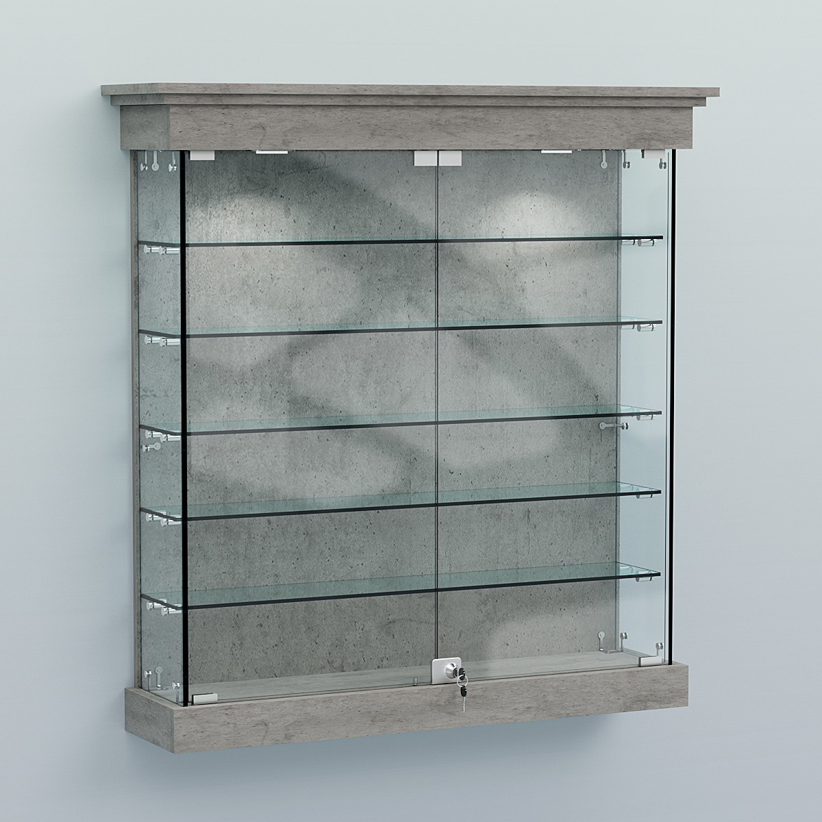 Витрина для музеев "Коллекция" настенная №2-5 Бетон Чикаго светло-серый F186 ST9