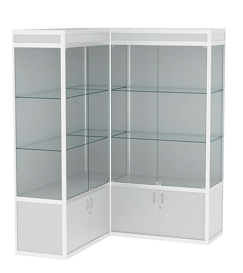 Витрина из профиля в угол зала №1 (Задняя стенка - ДВП) Серый