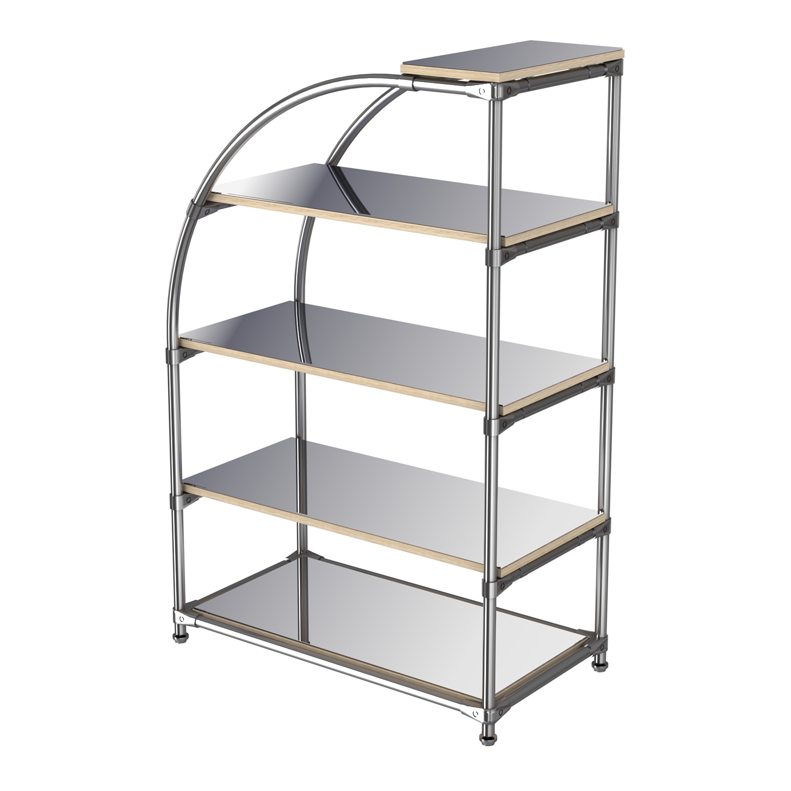 Хромированный стенд универсальный TD-06 (Т) с полками Зеркало 4мм Дуб Сонома