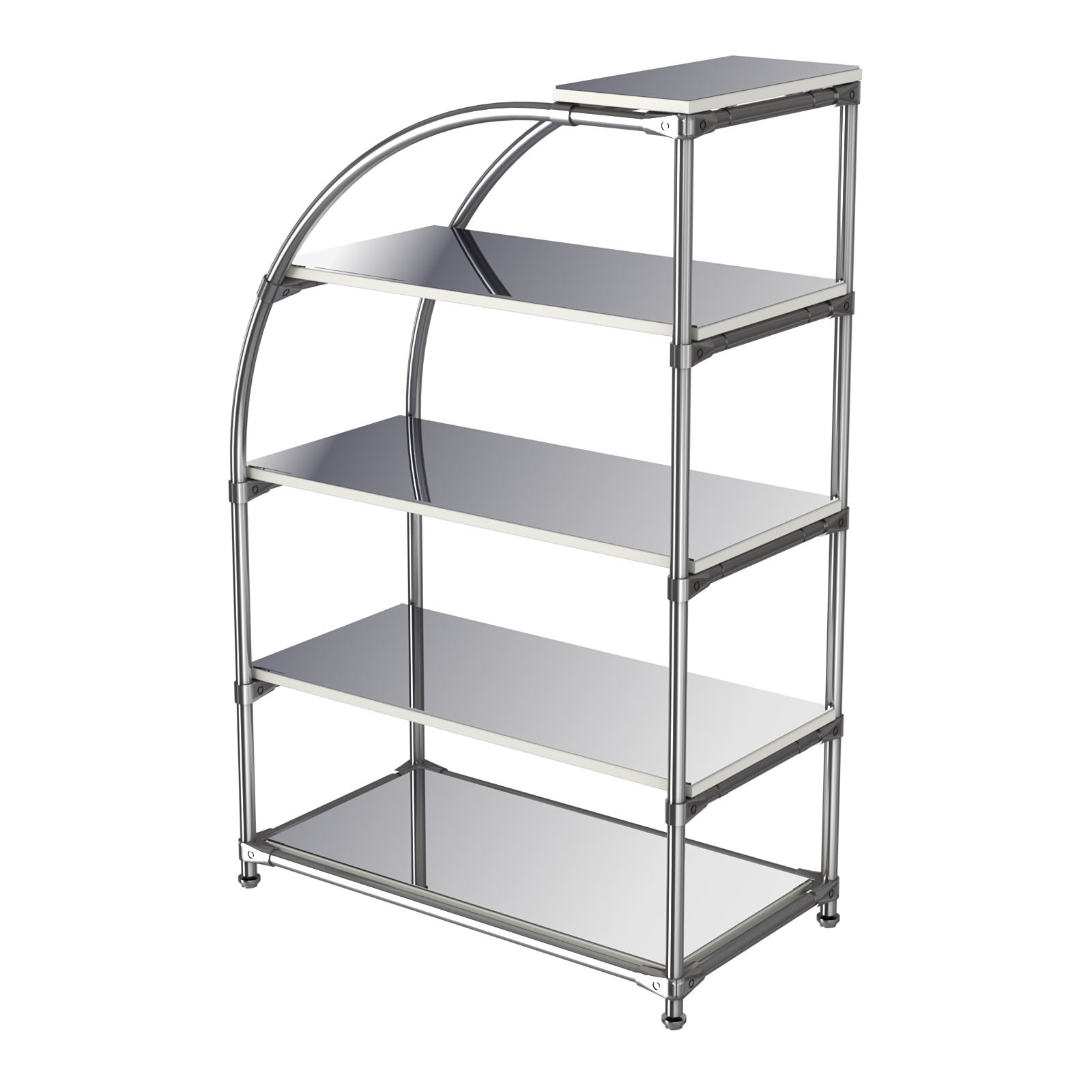 Хромированный стенд универсальный TD-06 (Т) с полками Зеркало 4мм Белый