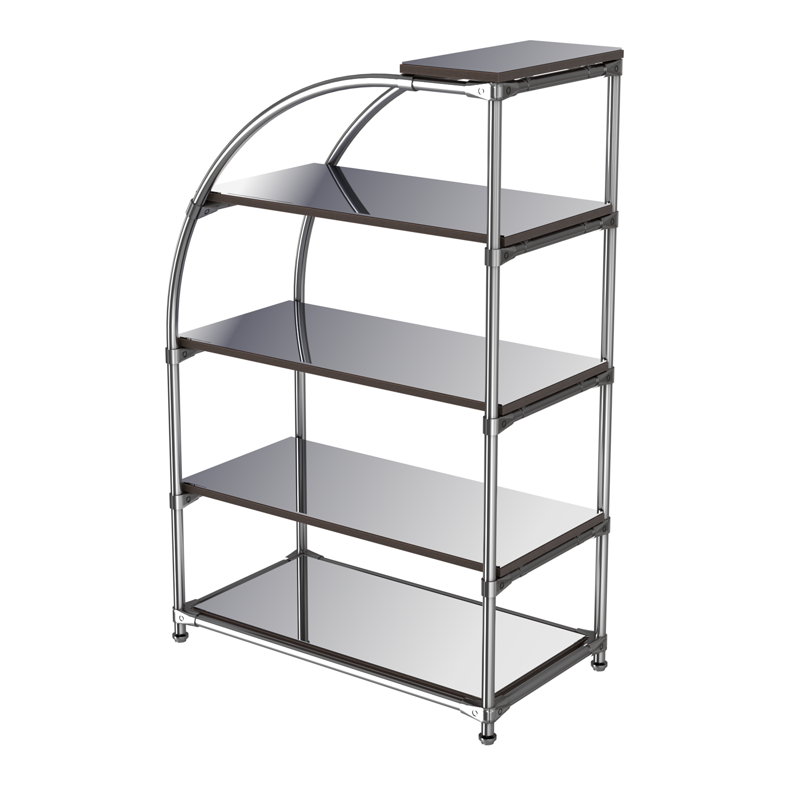 Хромированный стенд универсальный TD-06 (Т) с полками Зеркало 4мм Дуб Венге