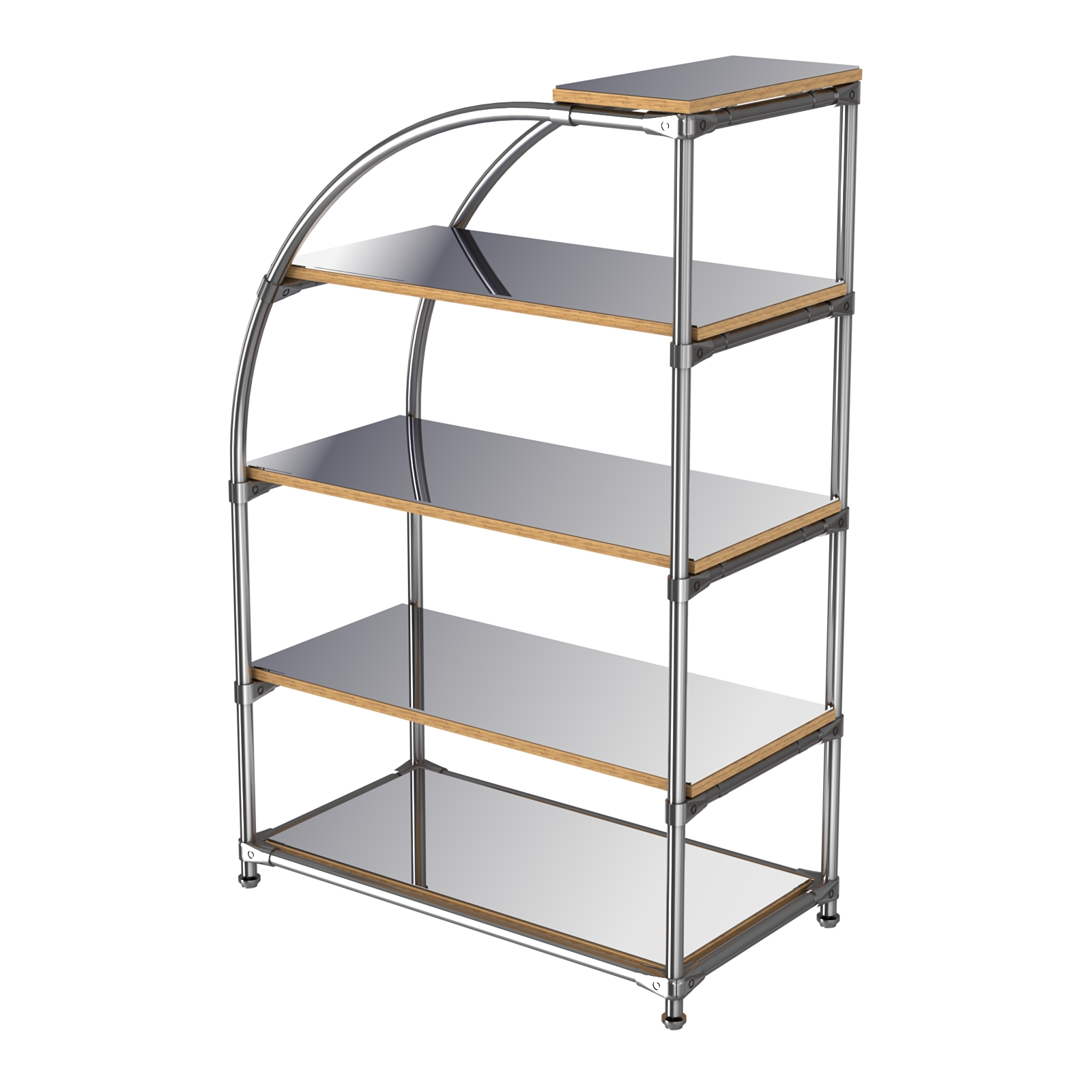 Хромированный стенд универсальный TD-06 (Т) с полками Зеркало 4мм Дуб Золотистый