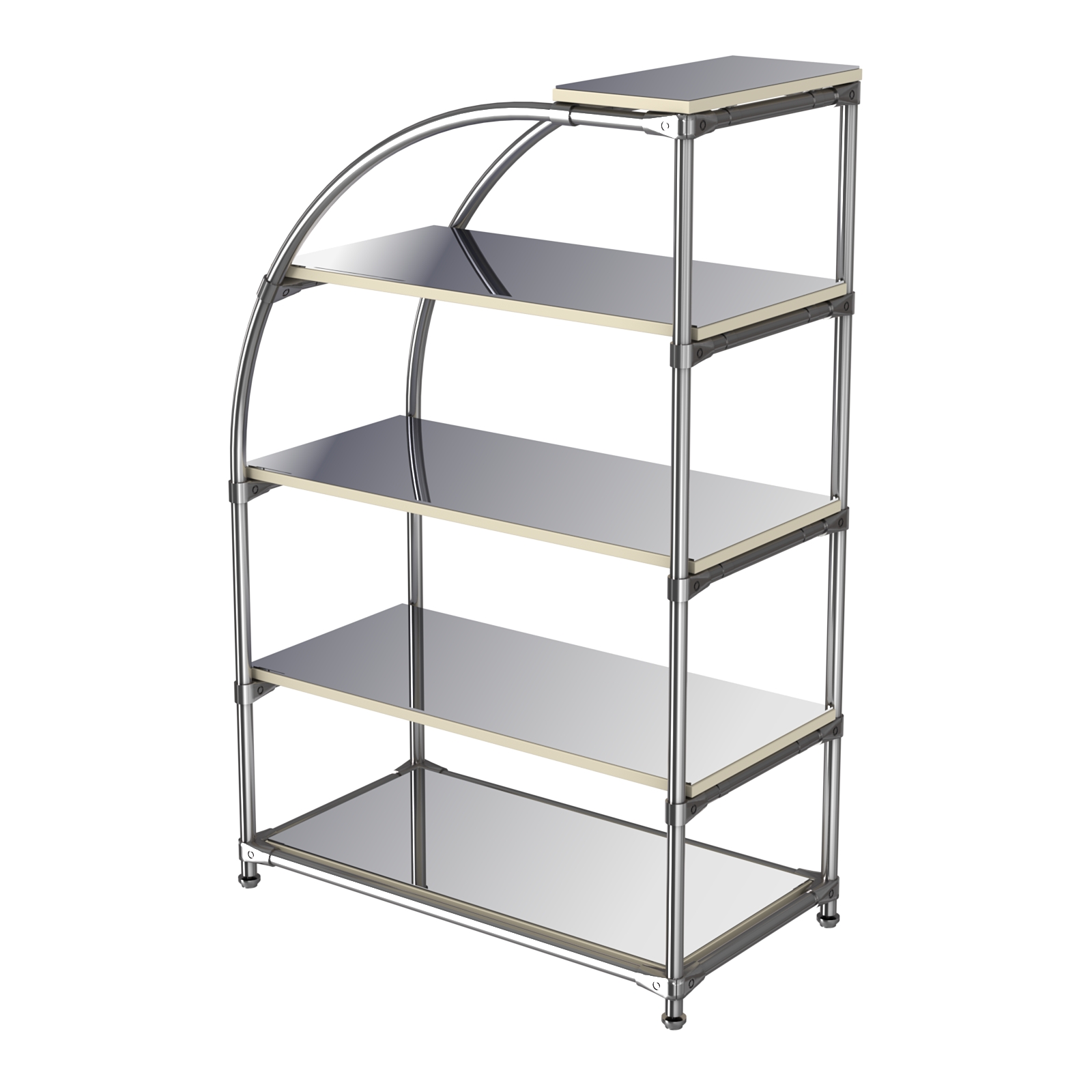 Хромированный стенд универсальный TD-06 (Т) с полками Зеркало 4мм Крем Вайс