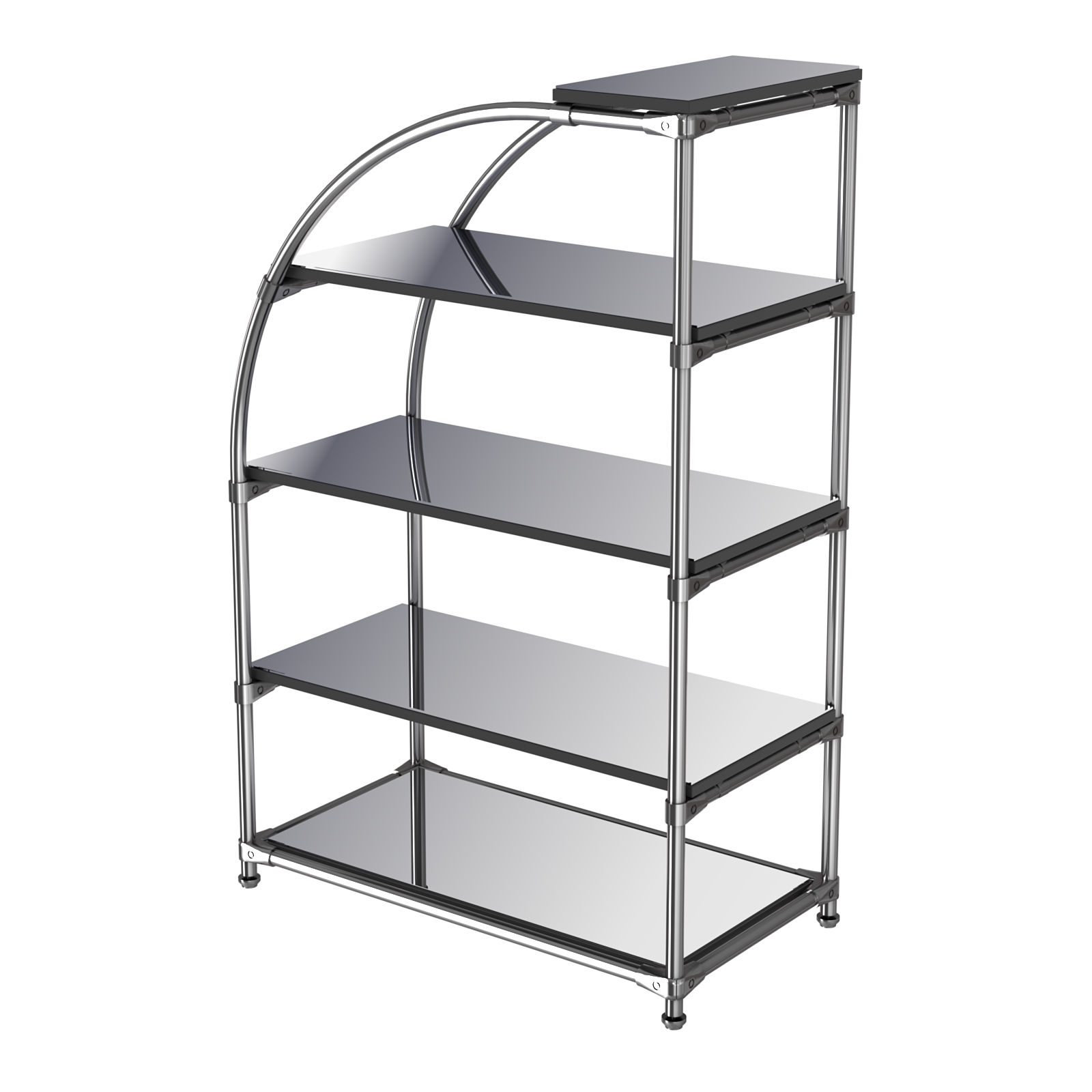 Хромированный стенд универсальный TD-06 (Т) с полками Зеркало 4мм Черный