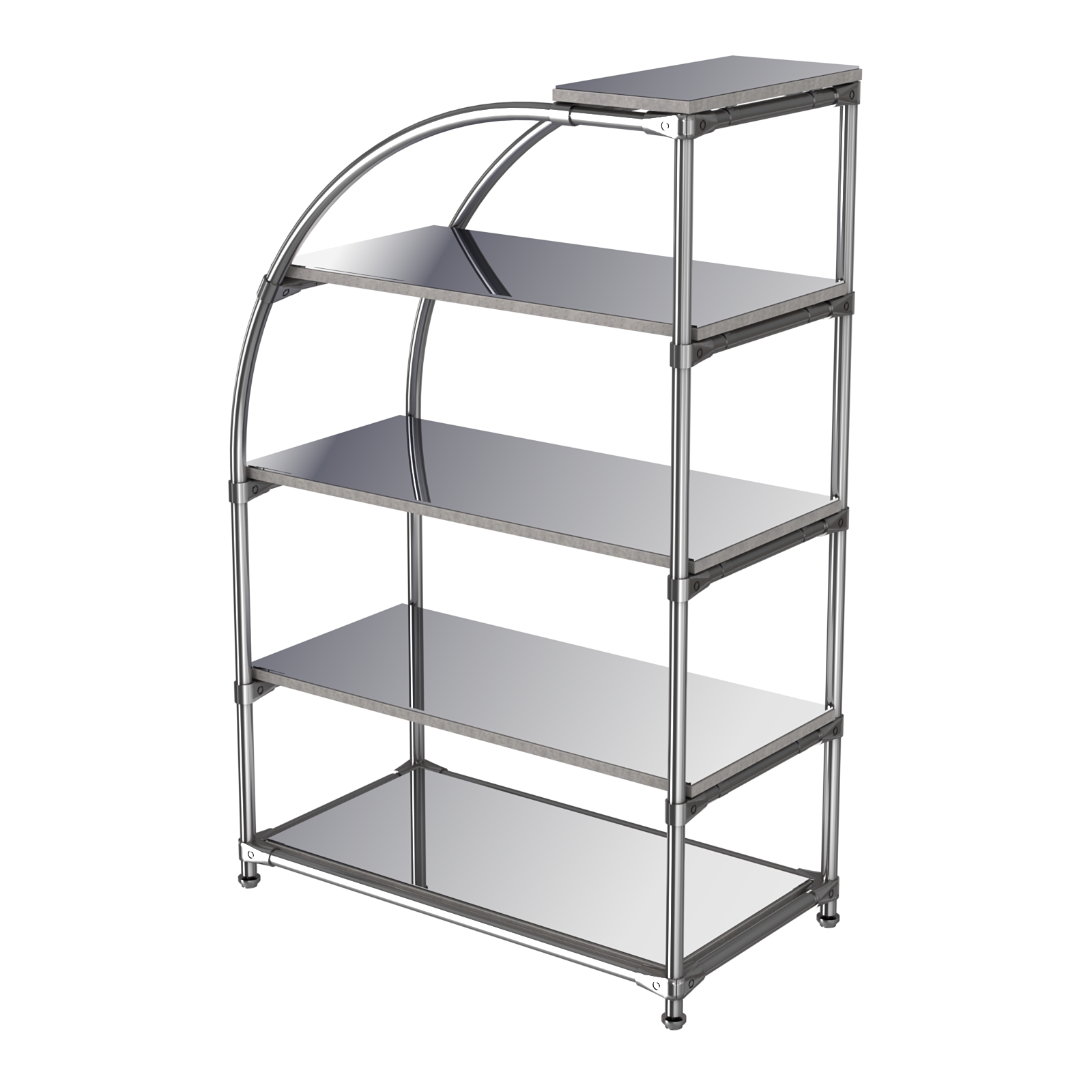 Хромированный стенд универсальный TD-06 (Т) с полками Зеркало 4мм Бетон Чикаго светло-серый F186 ST9