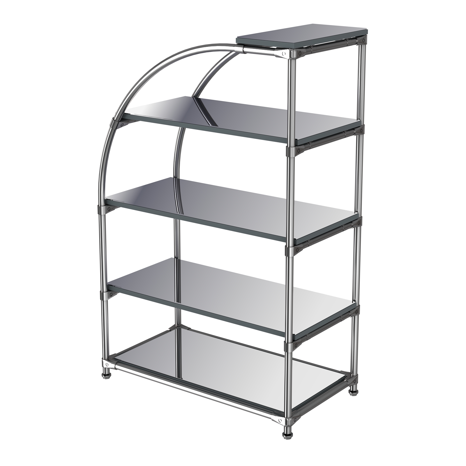 Хромированный стенд универсальный TD-06 (Т) с полками Зеркало 4мм Темно-Серый