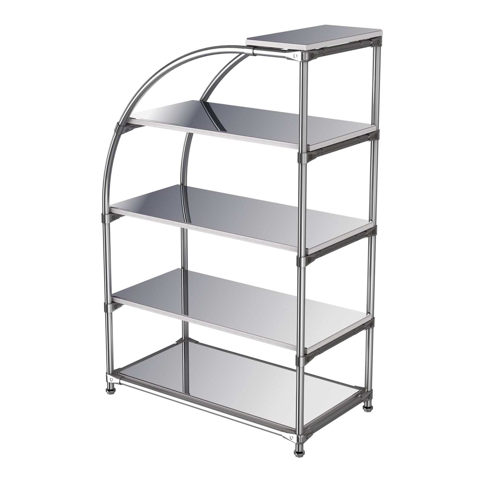 Хромированный стенд универсальный TD-06 (Т) с полками Зеркало 4мм Ясень Анкор светлый