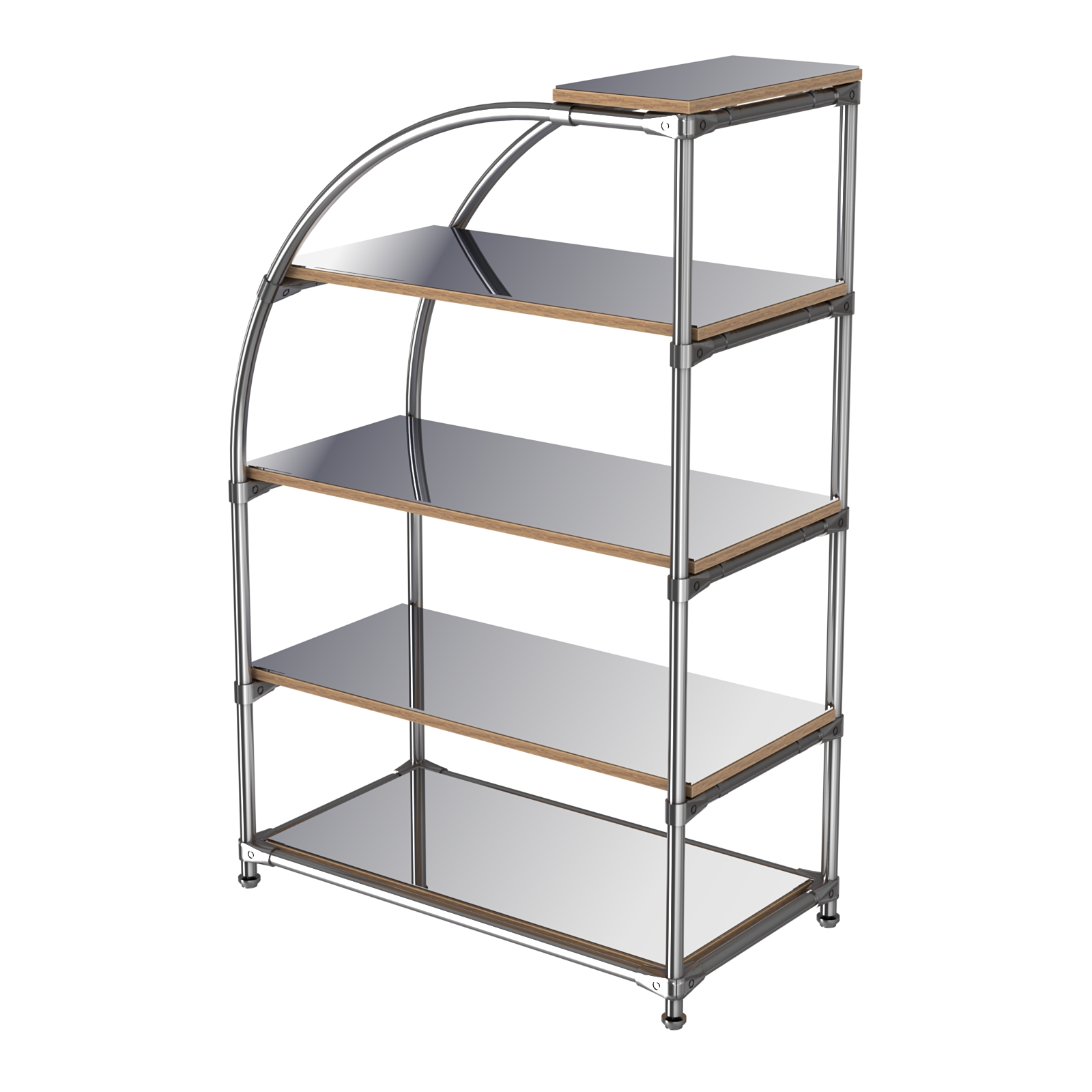 Хромированный стенд универсальный TD-06 (Т) с полками Зеркало 4мм Дуб Канзас коричневый