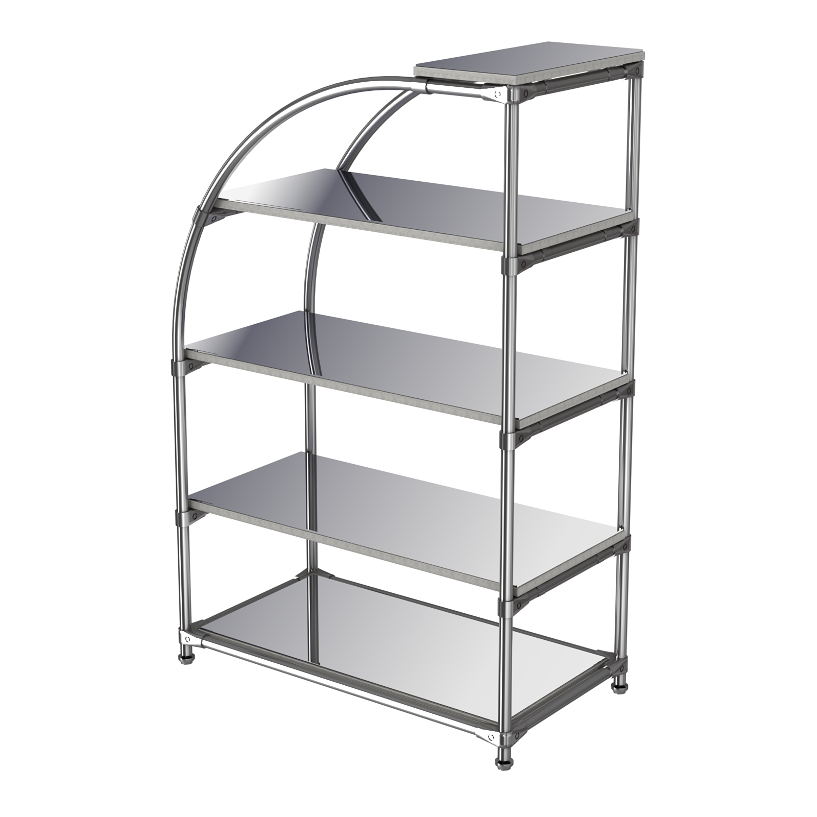 Хромированный стенд универсальный TD-06 (Т) с полками Зеркало 4мм Метрополитан Грей