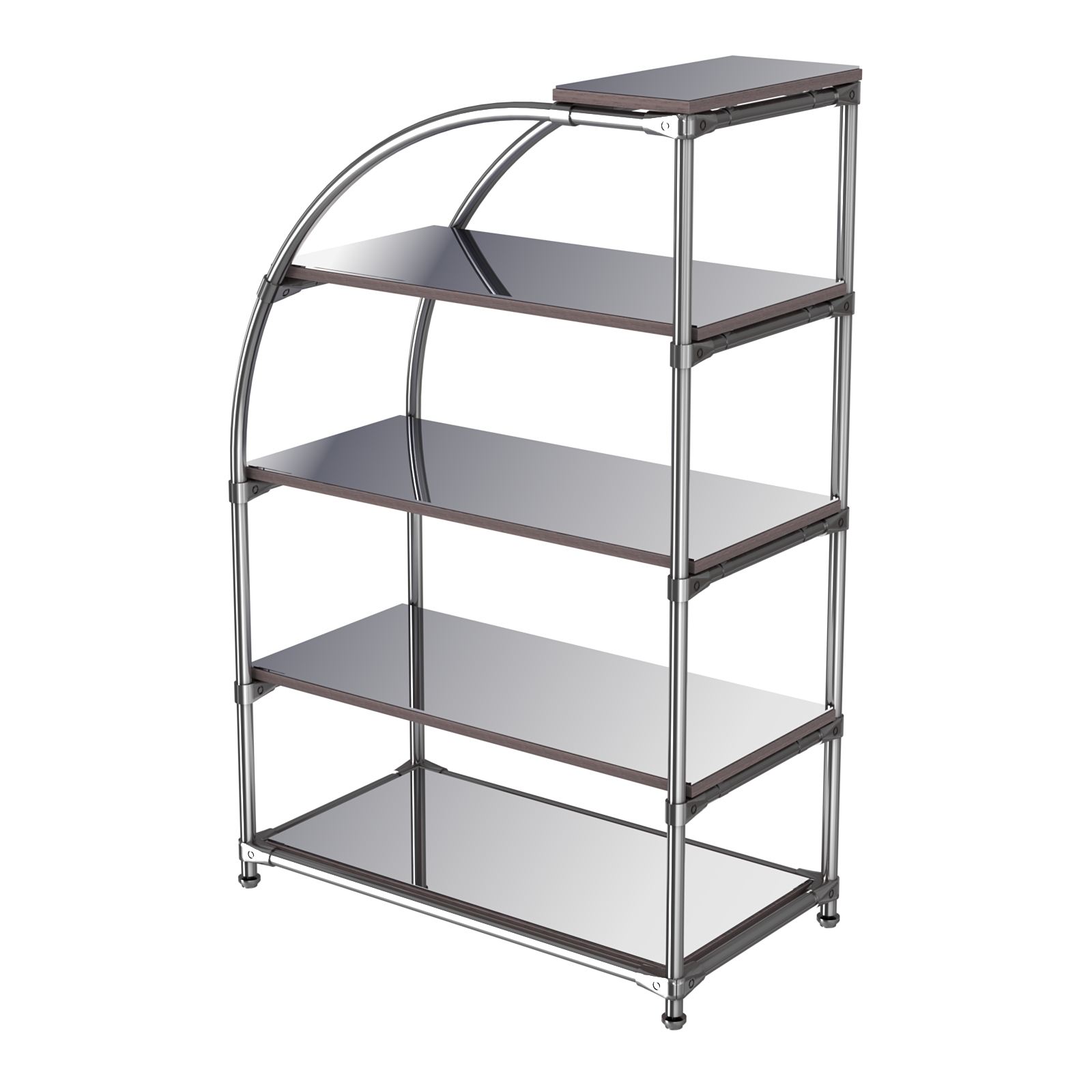 Хромированный стенд универсальный TD-06 (Т) с полками Зеркало 4мм Ясень Анкор темный