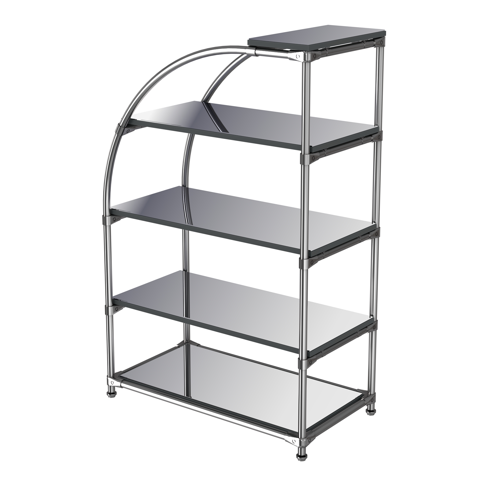 Хромированный стенд универсальный TD-06 (Т) с полками Зеркало 4мм Антрацит