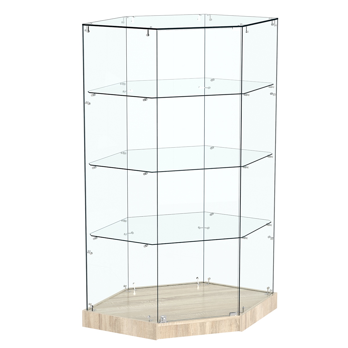 Витрина Хит продаж №13 (угловая шестигранная, закрытая, З/C - стекло) Дуб сонома