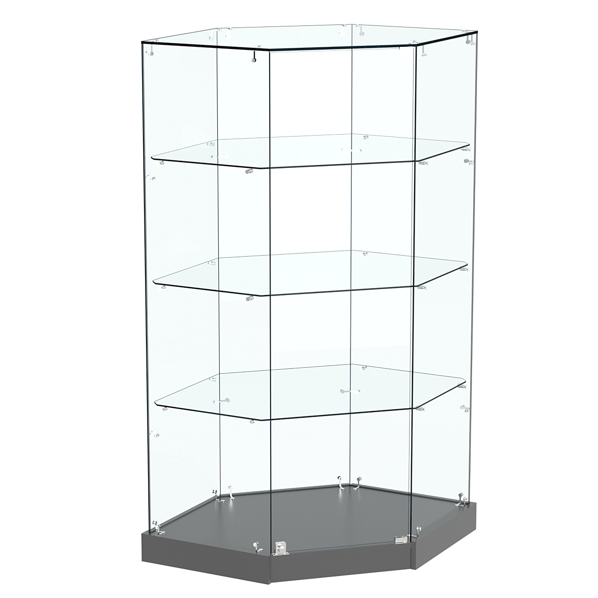 Витрина Хит продаж №13 (угловая шестигранная, закрытая, З/C - стекло) Темно-Серый
