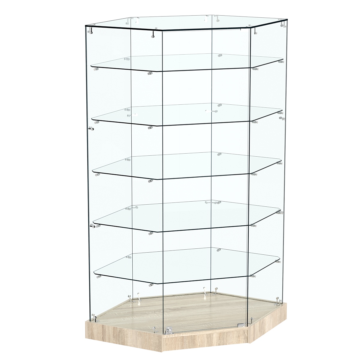 Витрина Хит продаж №513 (угловая шестигранная, закрытая, З/C - стекло) Дуб сонома