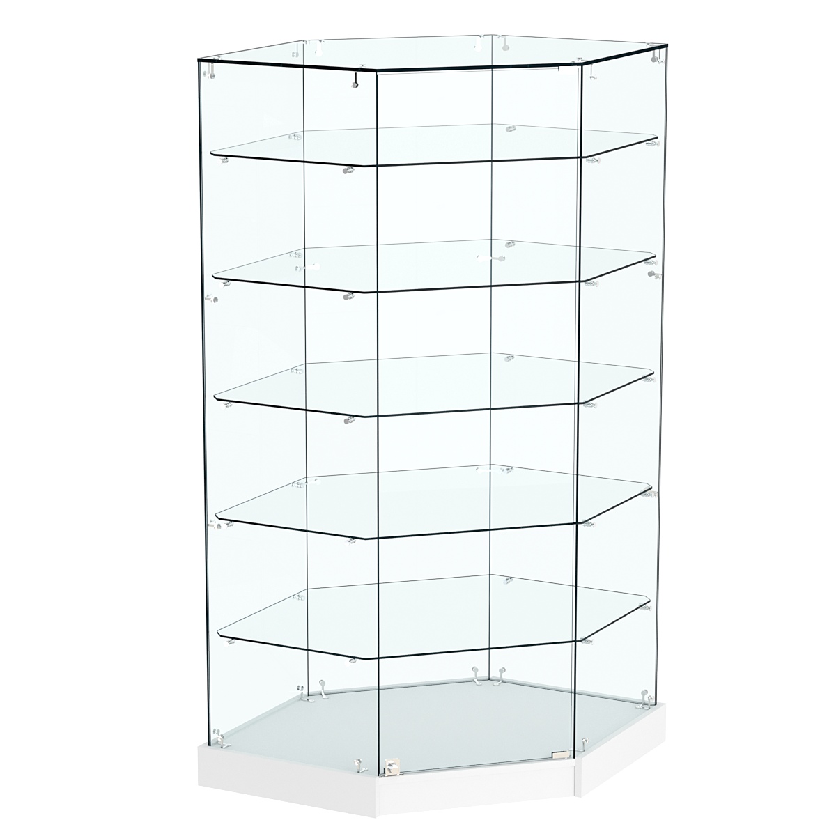 Витрина Хит продаж №513 (угловая шестигранная, закрытая, З/C - стекло) Белый