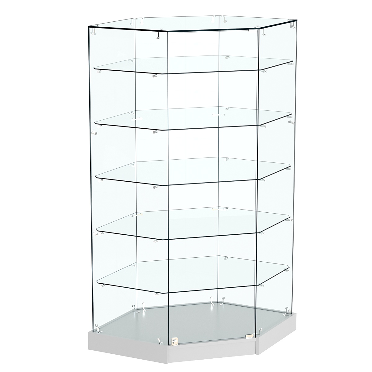 Витрина Хит продаж №513 (угловая шестигранная, закрытая, З/C - стекло) Серый