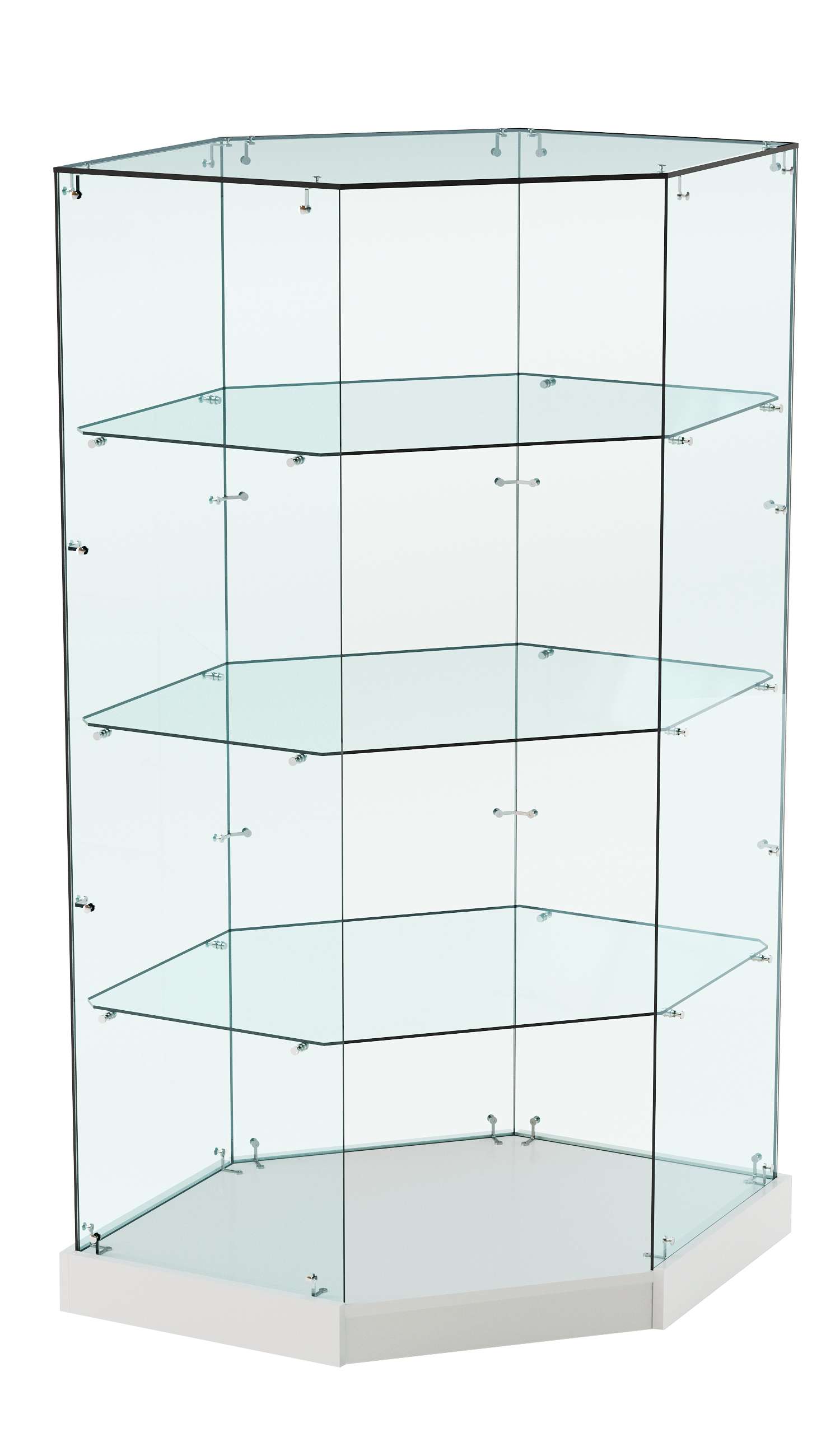Витрина Хит продаж №14 (угловая шестигранная, открытая, З/C - стекло) Серый