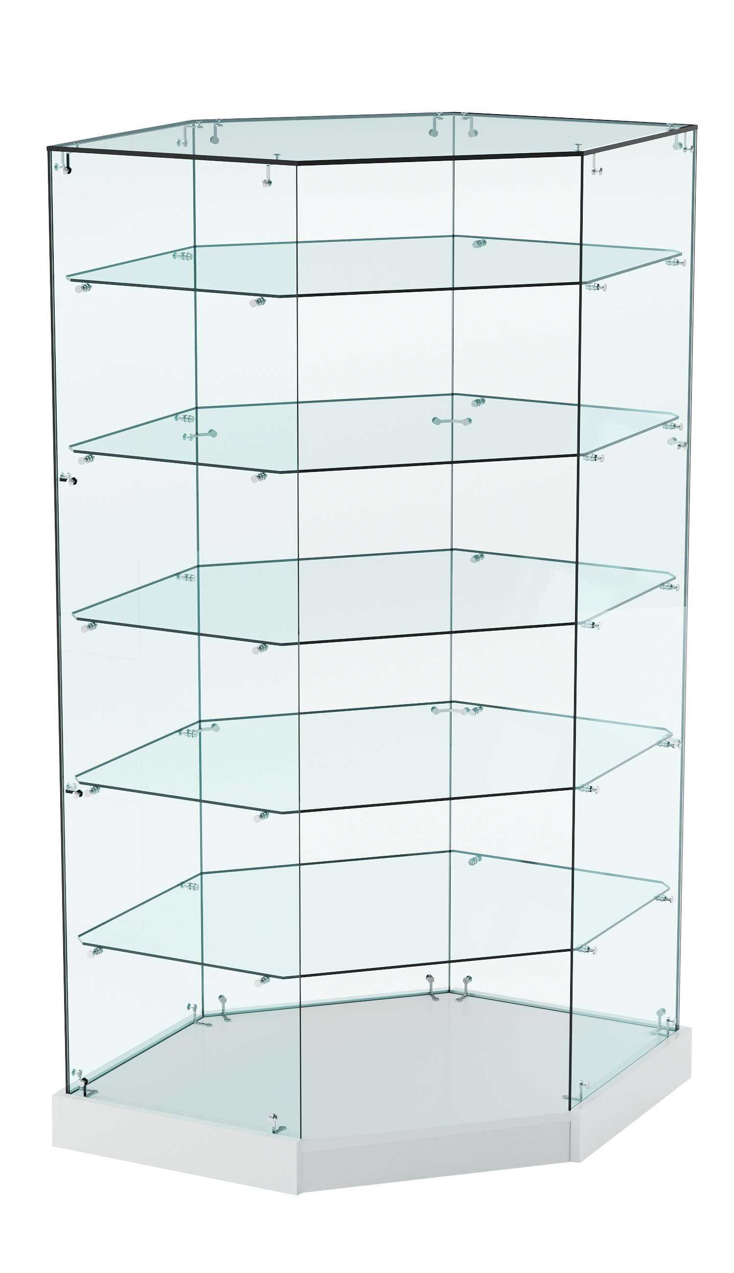 Витрина Хит продаж №514 (угловая шестигранная, открытая, З/C - стекло) Серый
