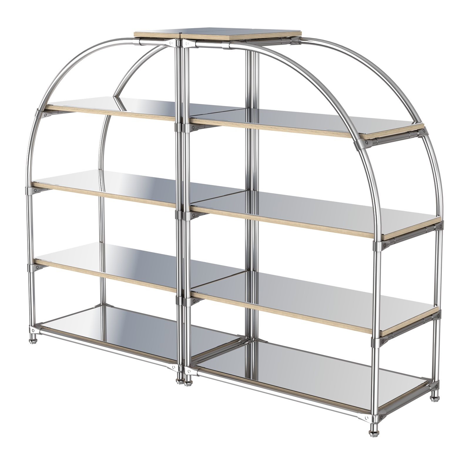 Комбинация стендов TD-06 №1-5 (с полками Зеркало 4мм) Дуб Сонома