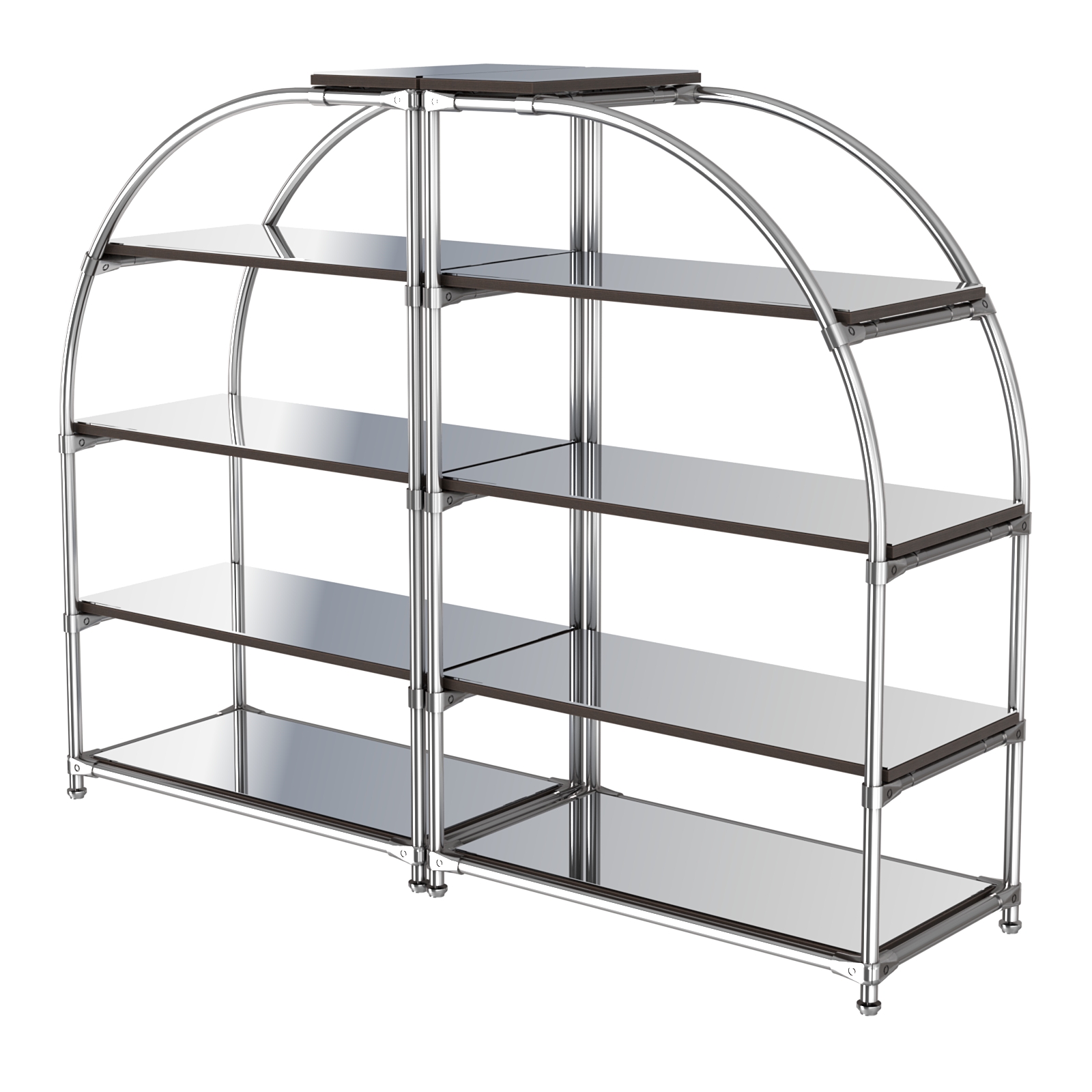 Комбинация стендов TD-06 №1-5 (с полками Зеркало 4мм) Дуб Венге