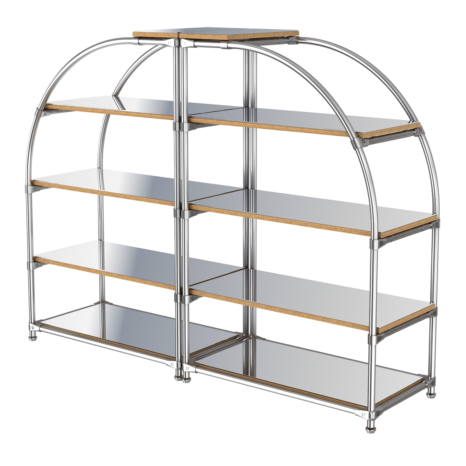 Комбинация стендов TD-06 №1-5 (с полками Зеркало 4мм) Дуб Золотистый