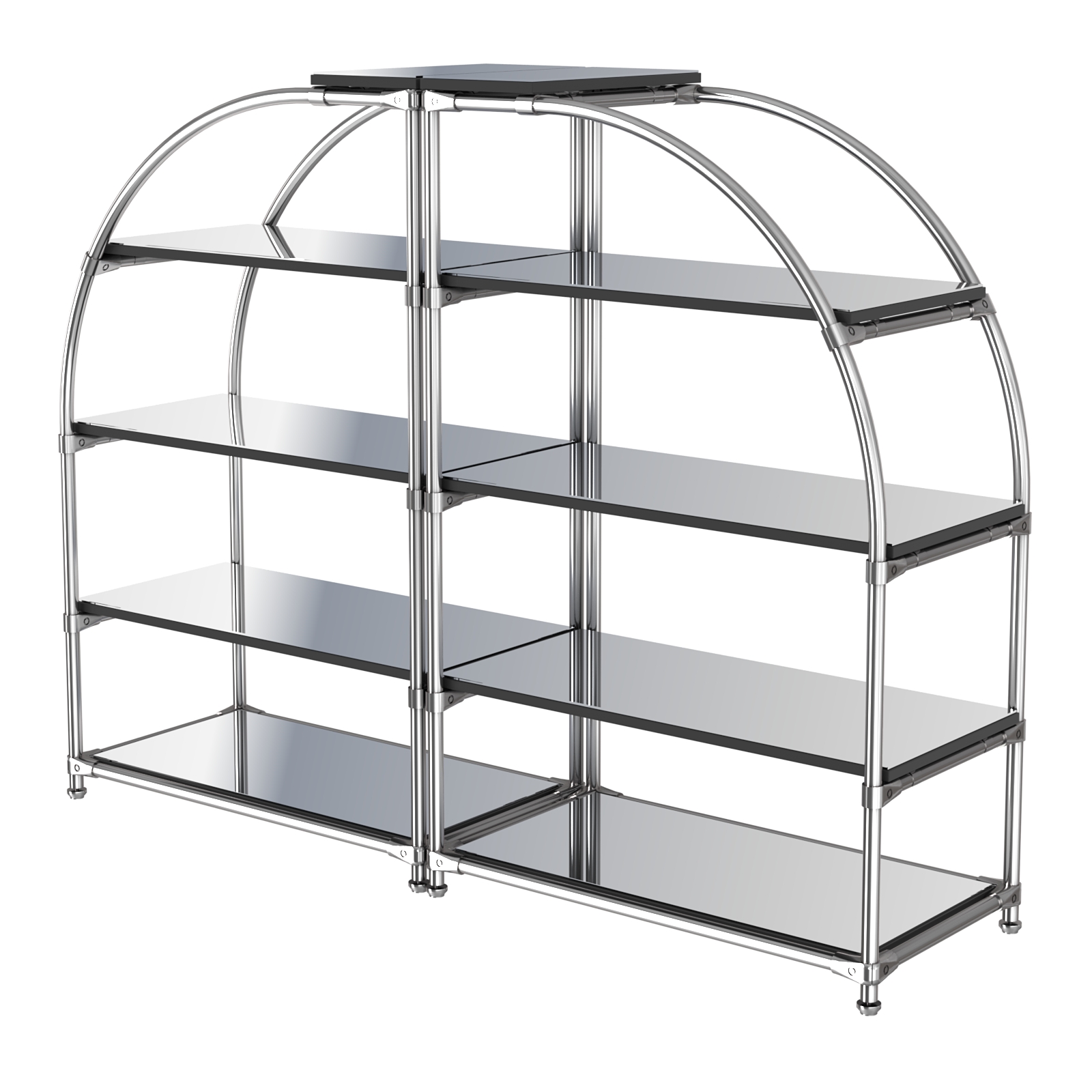 Комбинация стендов TD-06 №1-5 (с полками Зеркало 4мм) Черный