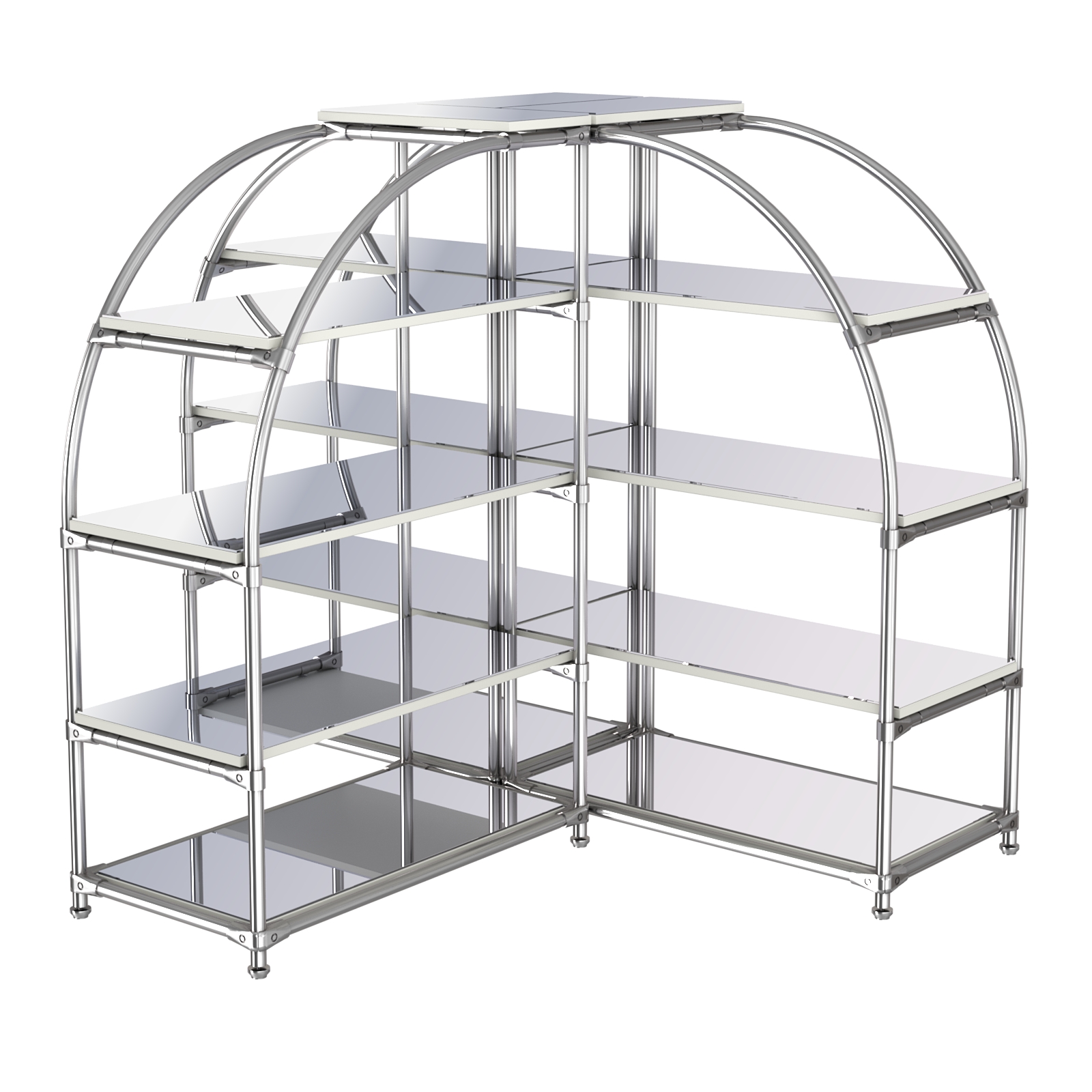 Комбинация стендов TD-06 №2-5 (с полками Зеркало 4мм) Белый