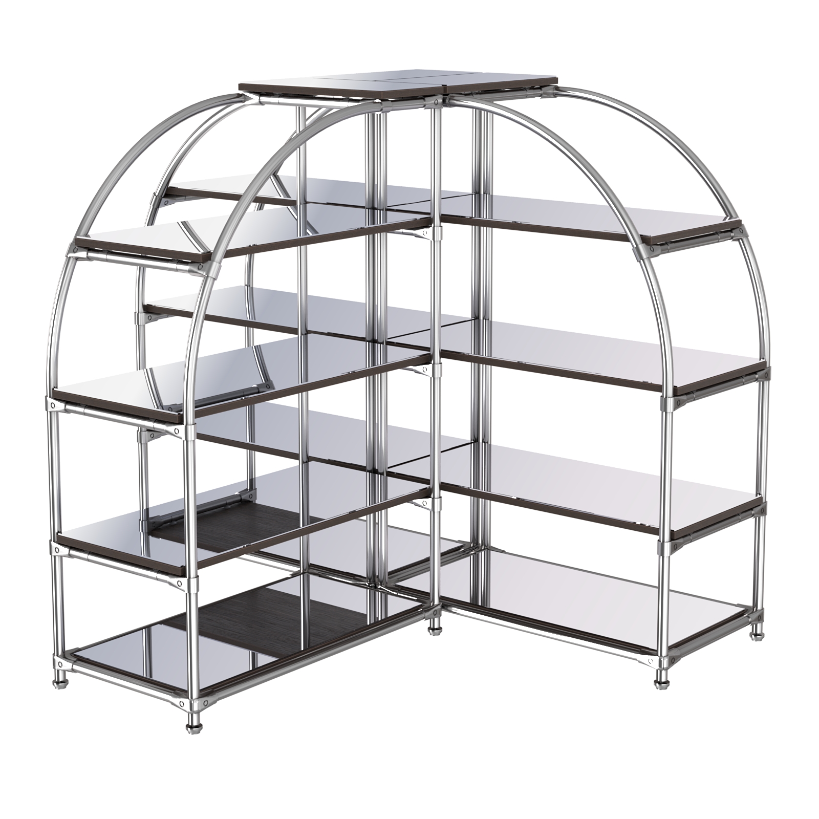 Комбинация стендов TD-06 №2-5 (с полками Зеркало 4мм) Дуб Венге