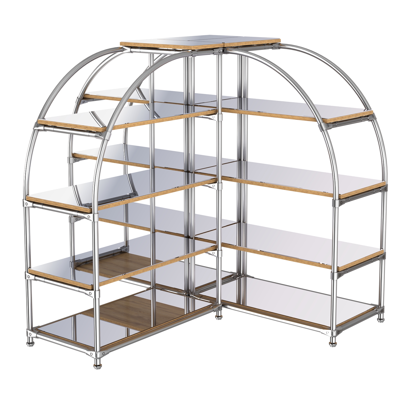 Комбинация стендов TD-06 №2-5 (с полками Зеркало 4мм) Дуб Золотистый
