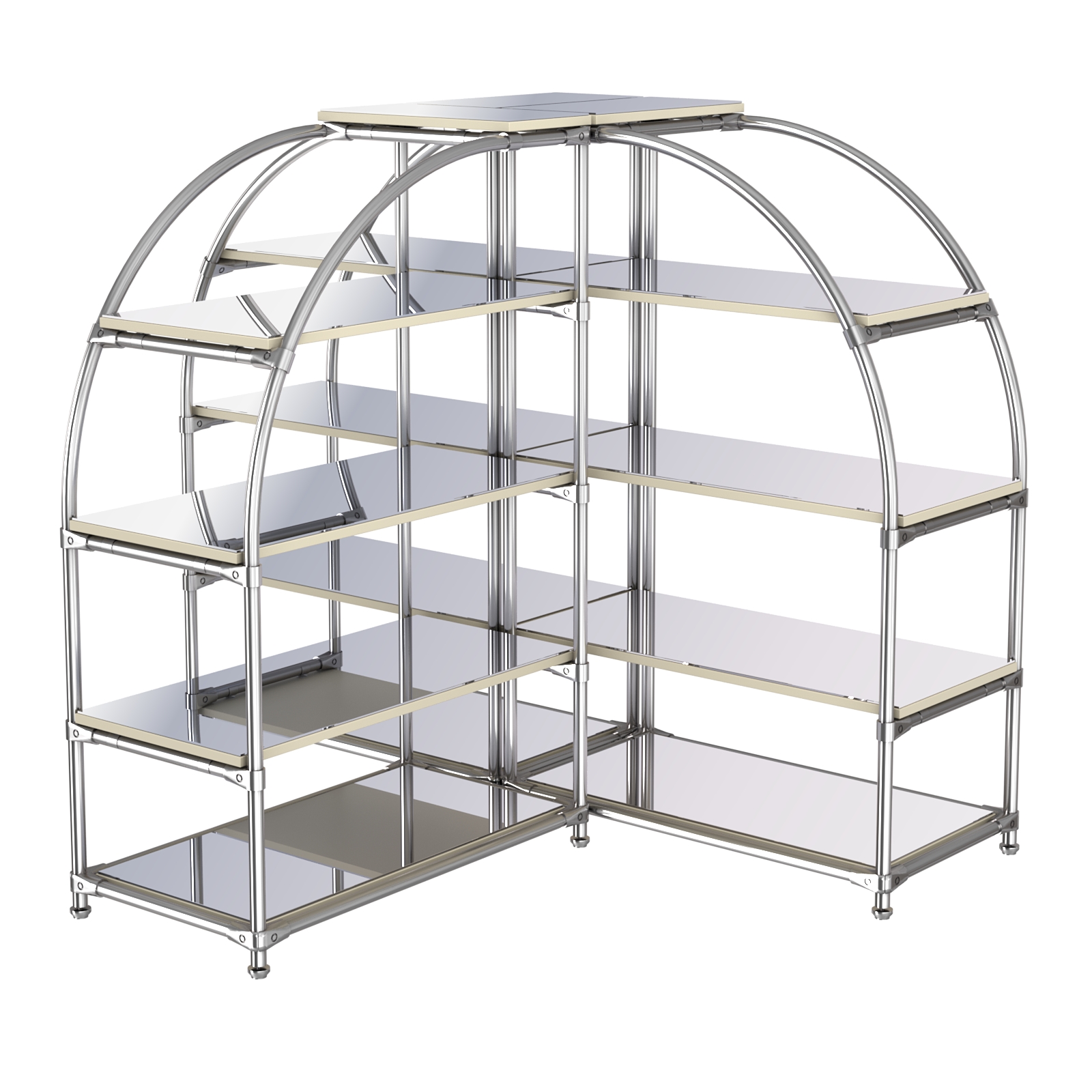 Комбинация стендов TD-06 №2-5 (с полками Зеркало 4мм) Крем Вайс