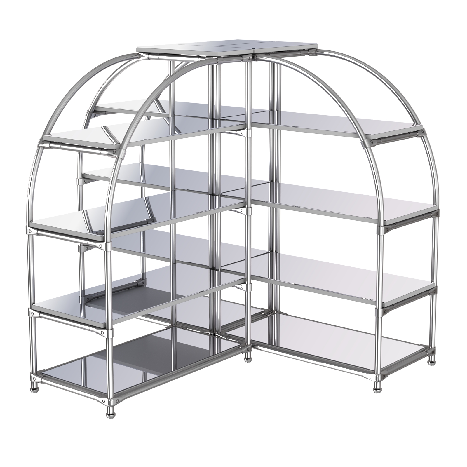 Комбинация стендов TD-06 №2-5 (с полками Зеркало 4мм) Серый