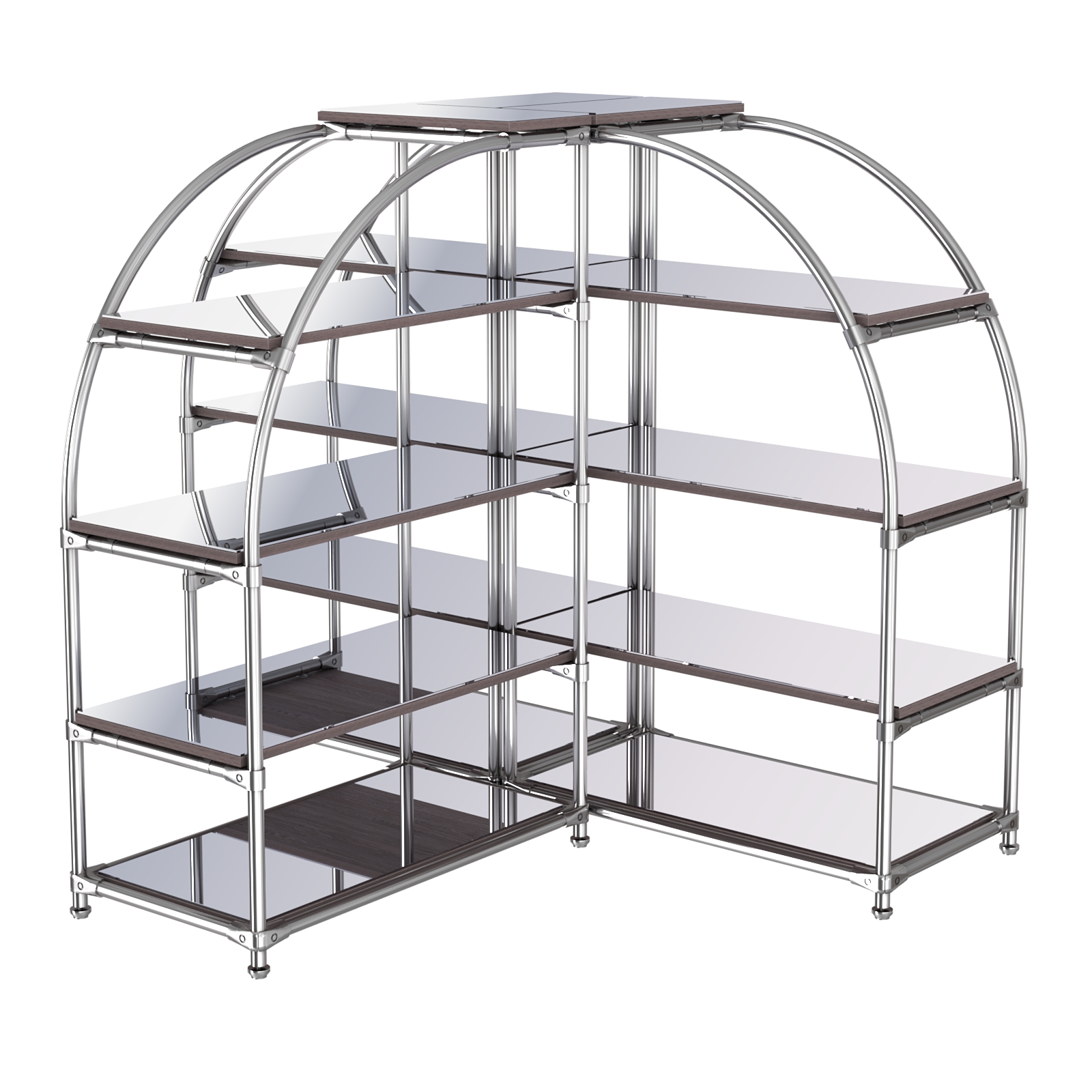 Комбинация стендов TD-06 №2-5 (с полками Зеркало 4мм) Ясень Анкор темный