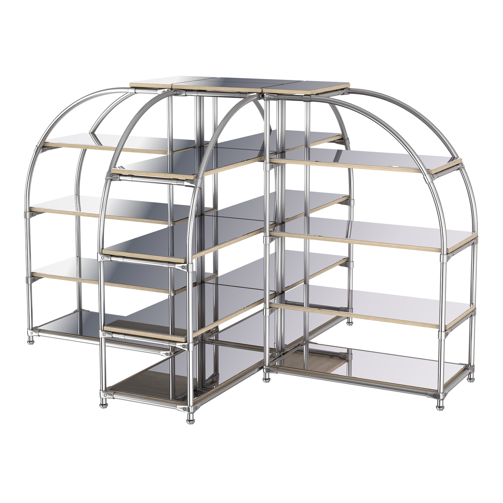 Комбинация стендов TD-06 №3-5 (с полками Зеркало 4мм) Дуб Сонома