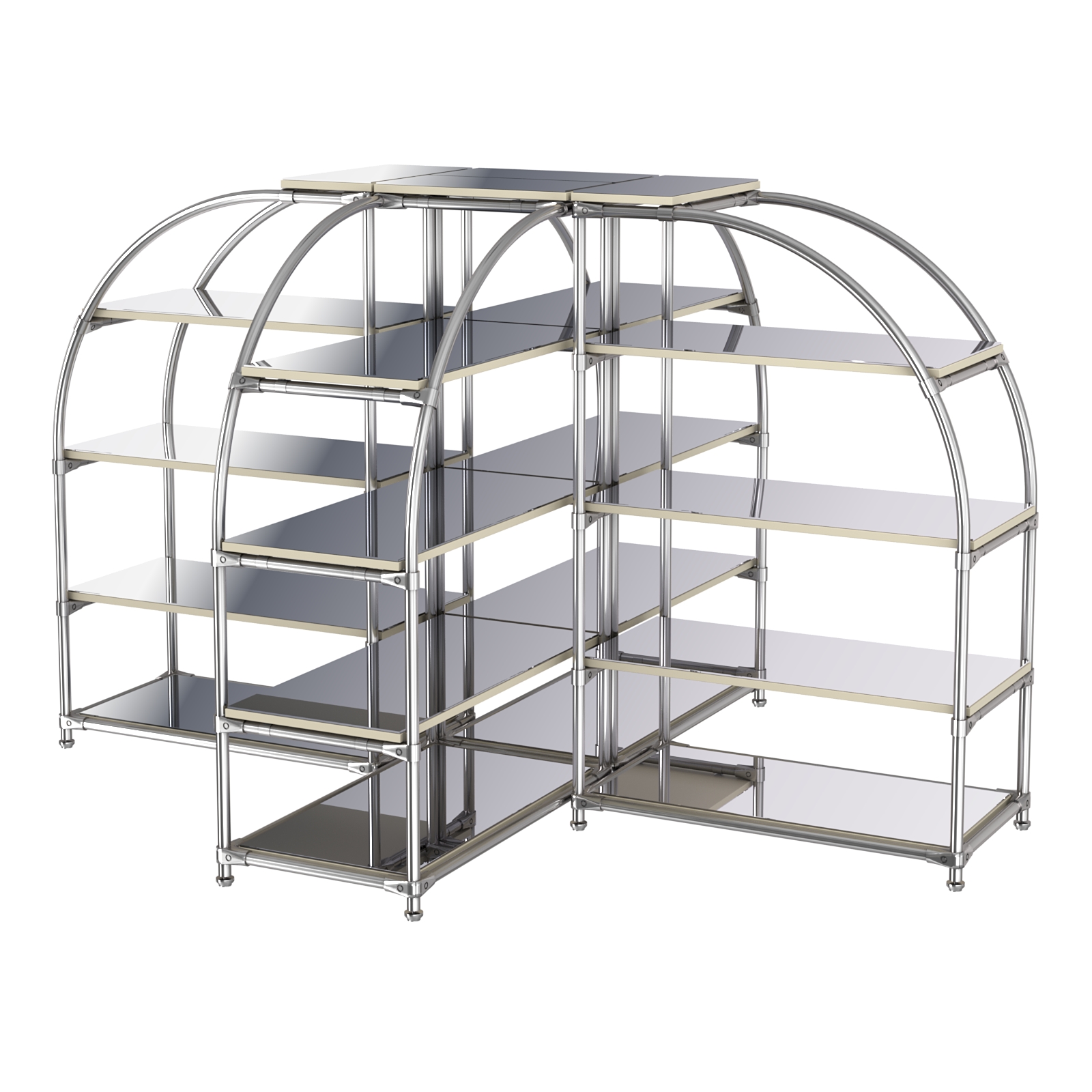 Комбинация стендов TD-06 №3-5 (с полками Зеркало 4мм) Крем Вайс