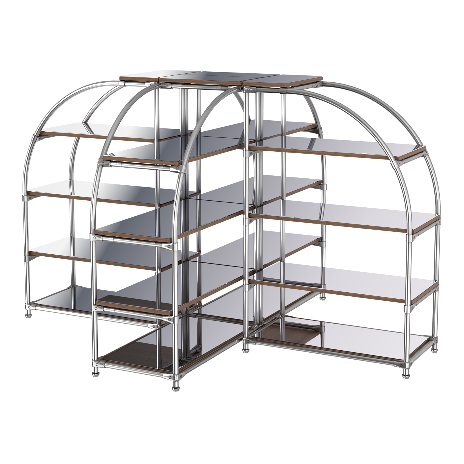 Комбинация стендов TD-06 №3-5 (с полками Зеркало 4мм) Орех