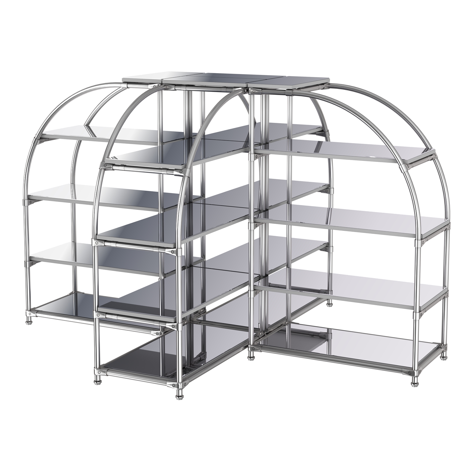 Комбинация стендов TD-06 №3-5 (с полками Зеркало 4мм) Серый