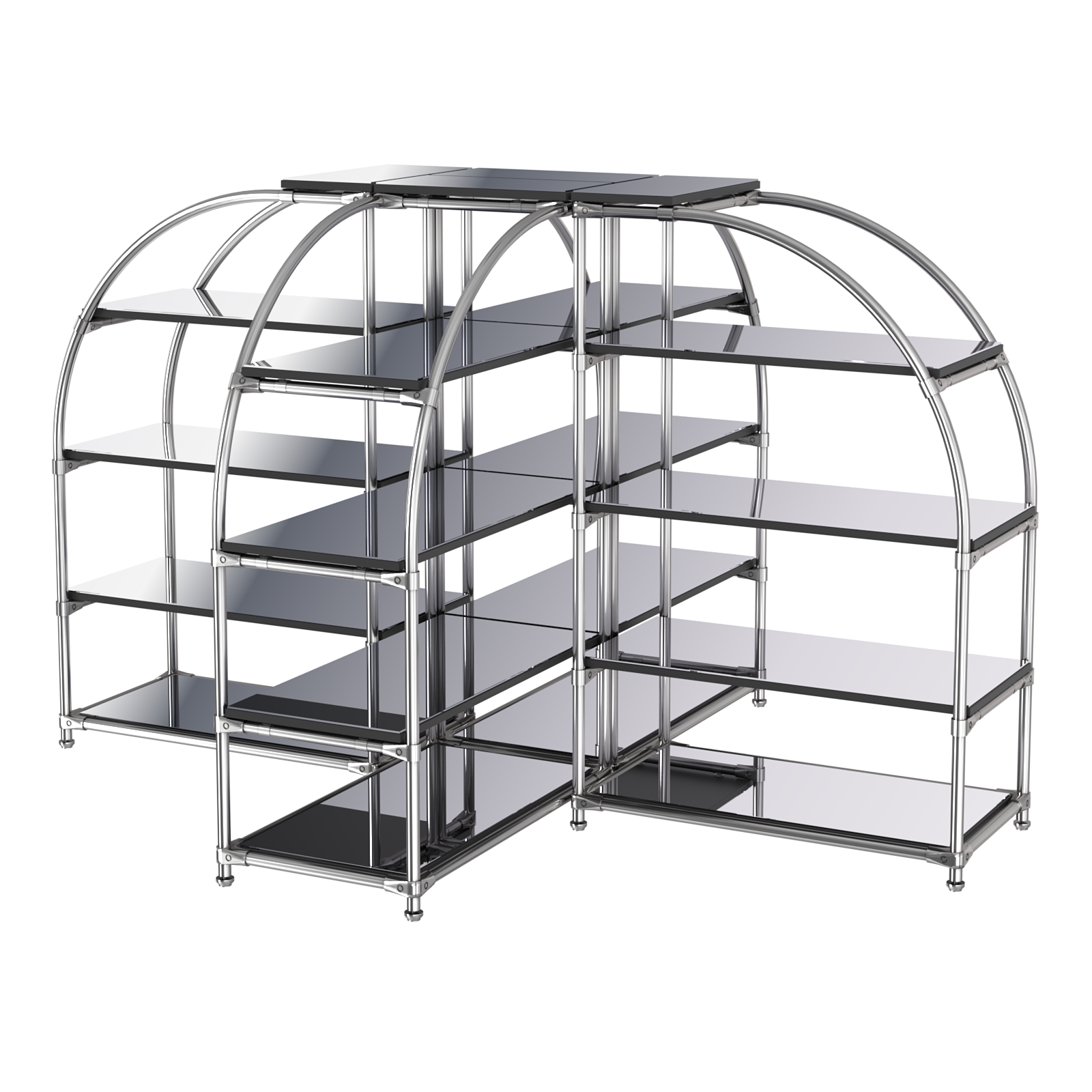 Комбинация стендов TD-06 №3-5 (с полками Зеркало 4мм) Черный