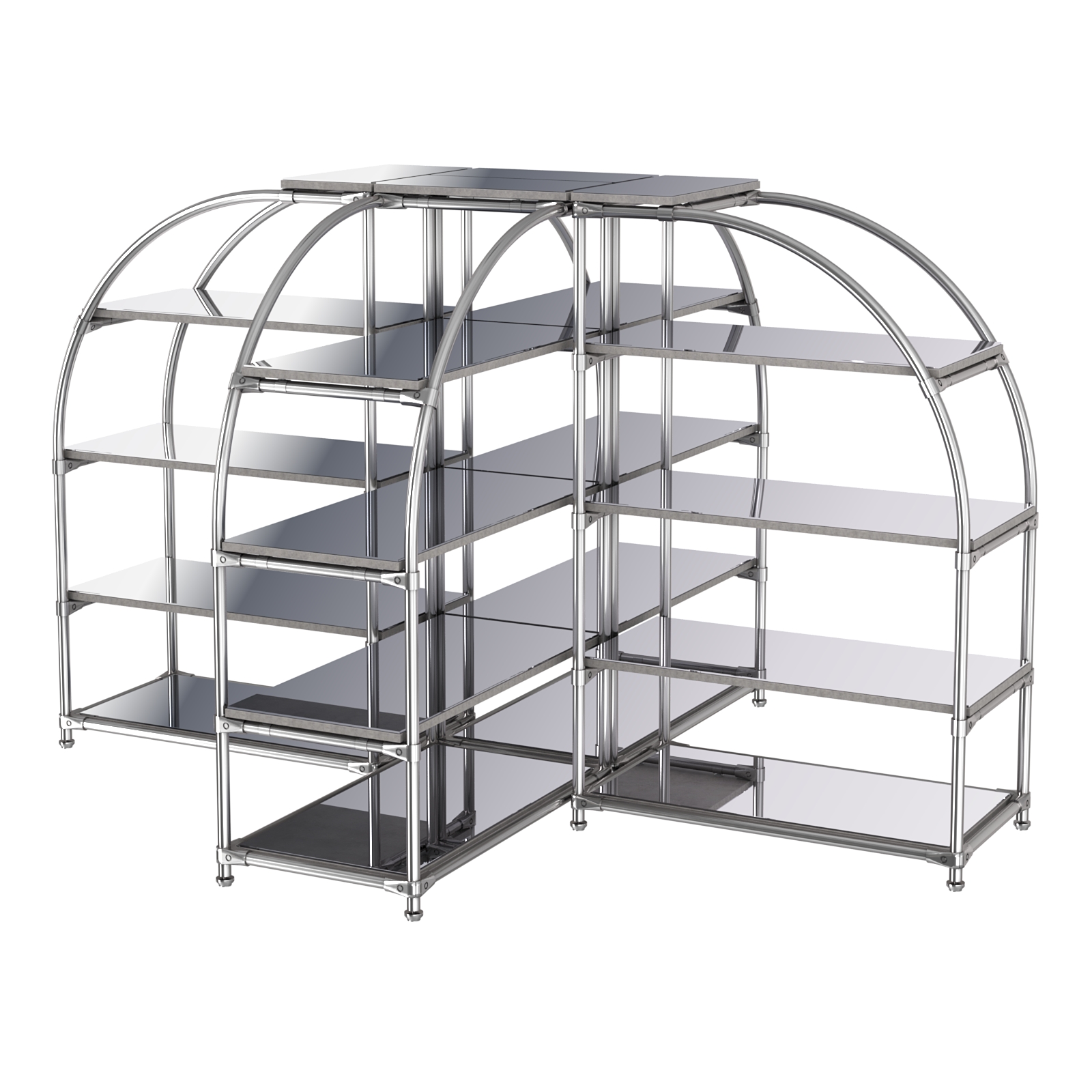 Комбинация стендов TD-06 №3-5 (с полками Зеркало 4мм) Бетон Чикаго светло-серый F186 ST9