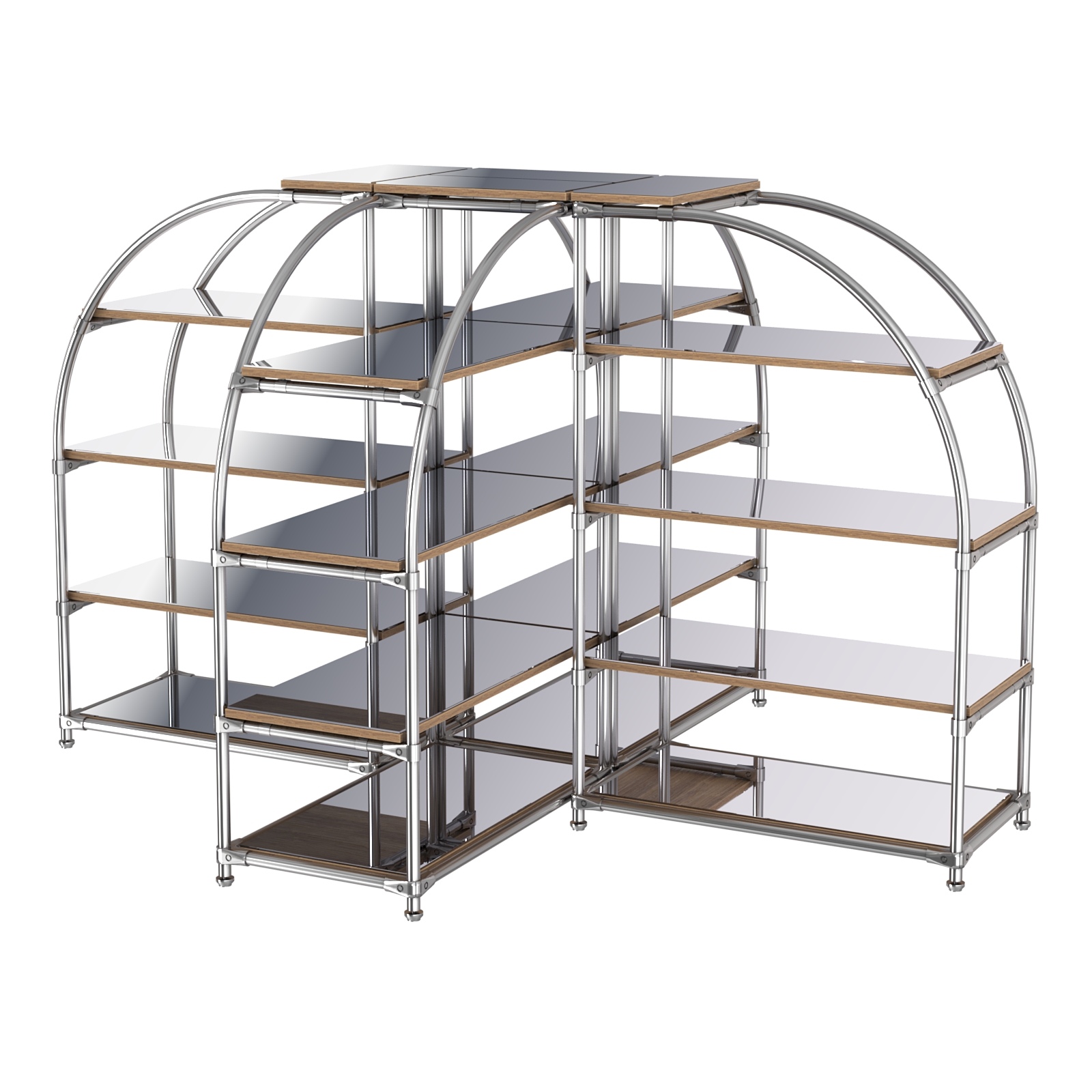 Комбинация стендов TD-06 №3-5 (с полками Зеркало 4мм) Дуб Канзас коричневый