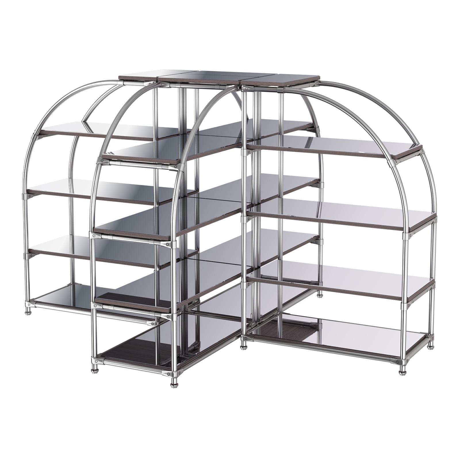 Комбинация стендов TD-06 №3-5 (с полками Зеркало 4мм) Ясень Анкор темный