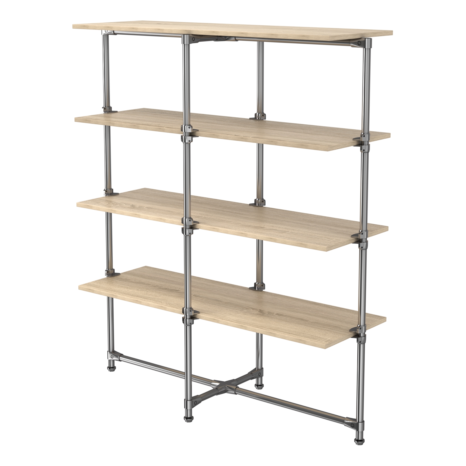 Хромированный стенд Прогресс №1-4 (с полками ДСП 16мм) Дуб Сонома