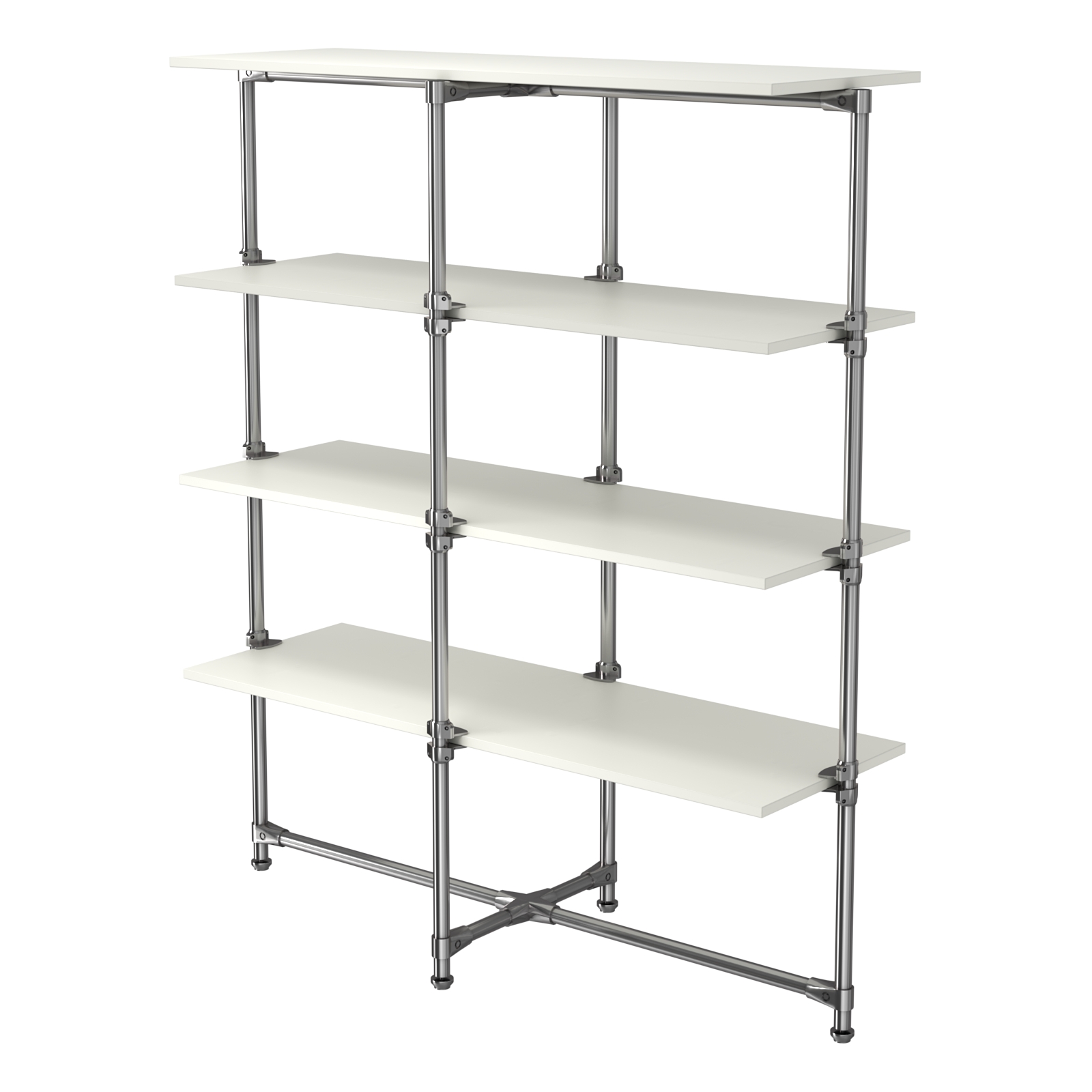 Хромированный стенд Прогресс №1-4 (с полками ДСП 16мм) Белый