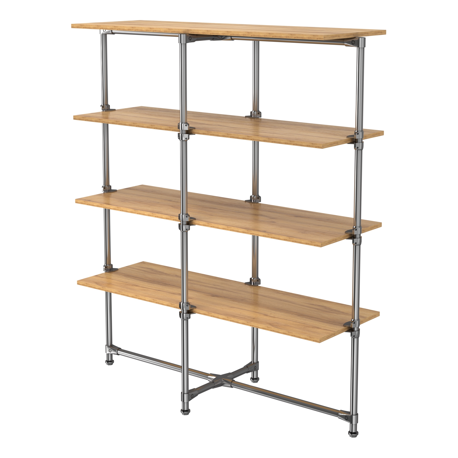 Хромированный стенд Прогресс №1-4 (с полками ДСП 16мм) Дуб Золотистый