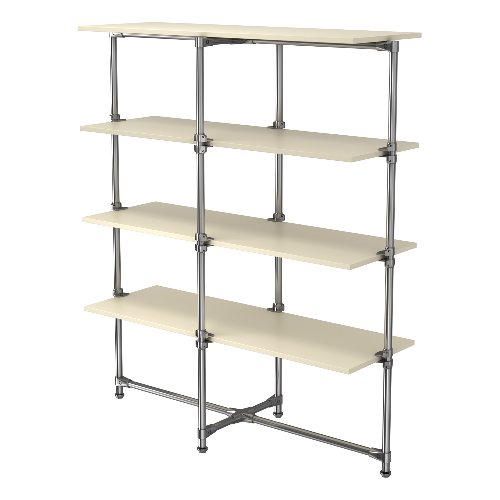 Хромированный стенд Прогресс №1-4 (с полками ДСП 16мм) Крем Вайс