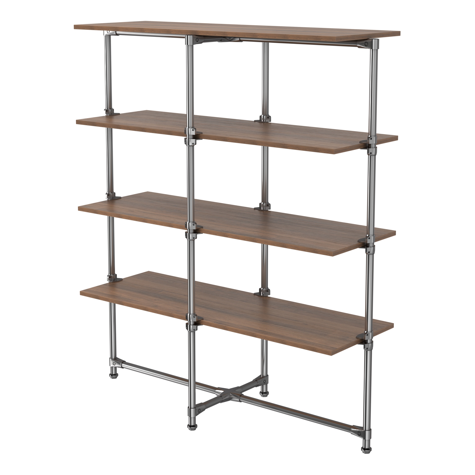 Хромированный стенд Прогресс №1-4 (с полками ДСП 16мм) Орех